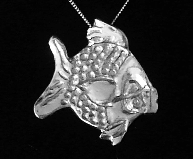 Silver Pendant: Freddy, the Cartoon Fish with a Sterling Silver Chain
