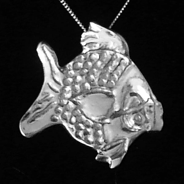 Silver Pendant: Freddy, the Cartoon Fish with a Sterling Silver Chain