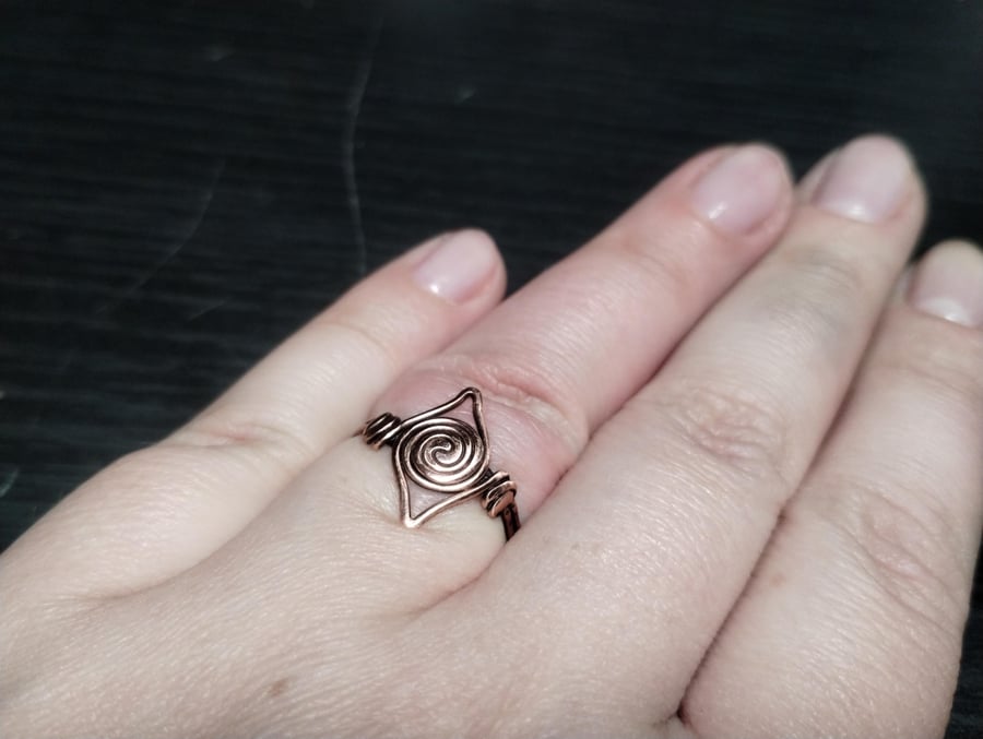 Copper Swirl Viking Ring, Goth WireWrap Ring