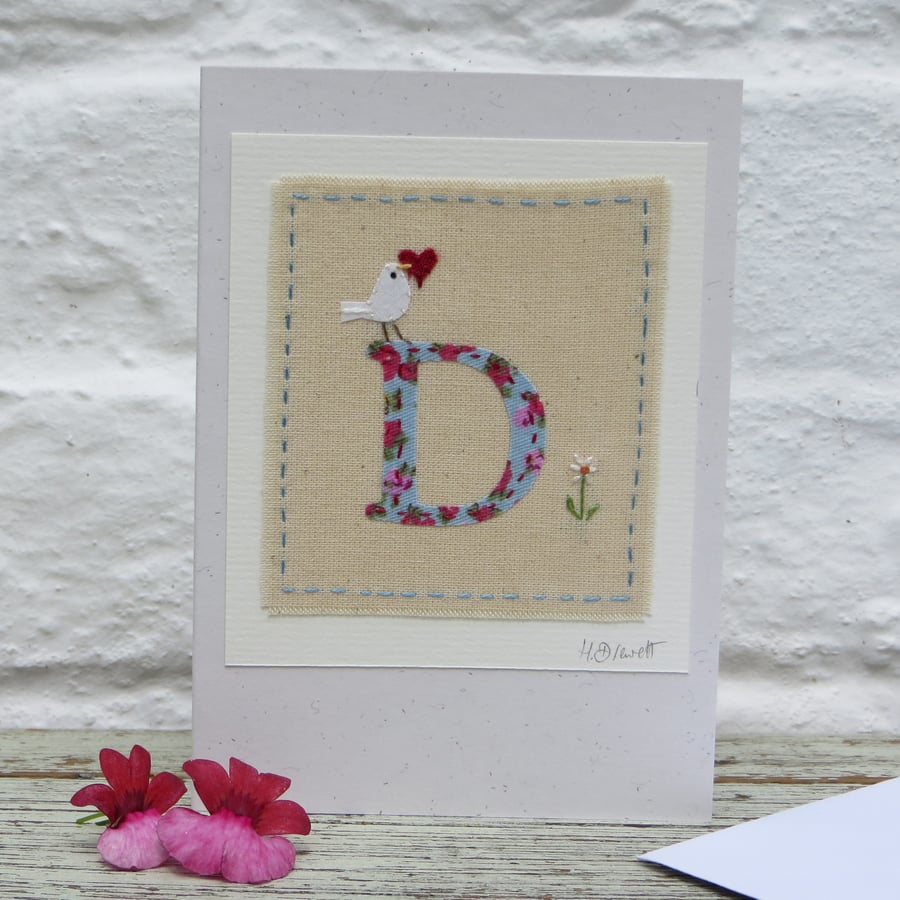Letter D alphabet card, new baby, Christening, birthday for someone special! 