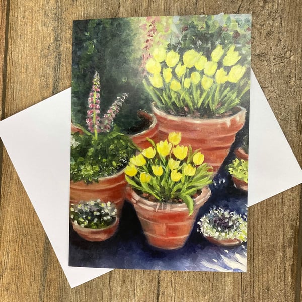 Gorgeous garden greeting card designed by British artist