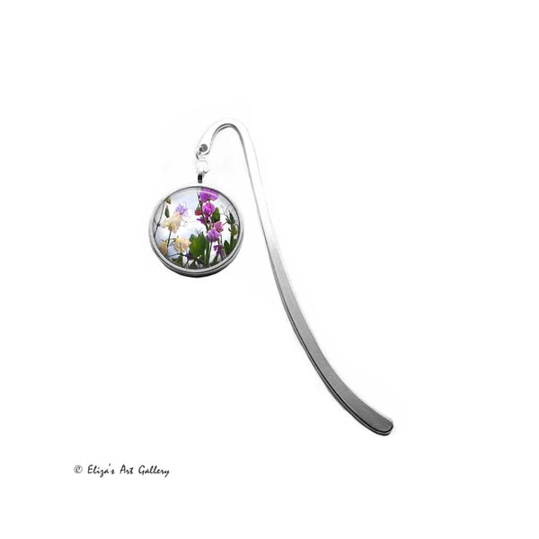 Silver Plated Sweet Pea Flower Photo Bookmark