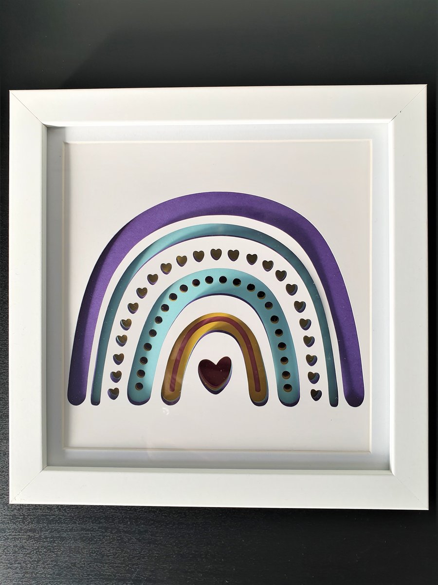 Rainbow Wall Art, 3D layered framed picture