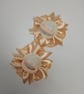 Gold Satin Ribbon Flower Hair Ties, Set of 2, Champagne Flower - Image 4
