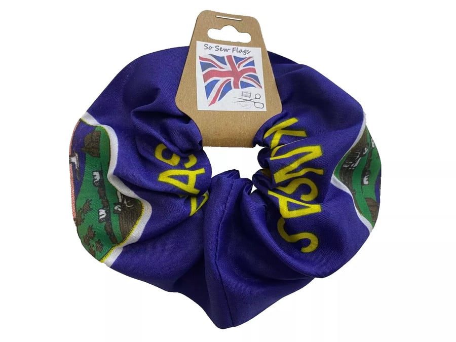 Kansas USA America Flag Hair Scrunchie Scrunchies Accessory Band Elastic