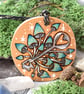 Steampunk fungi key. Pyrography hanging disc, personalisable. - Image 1
