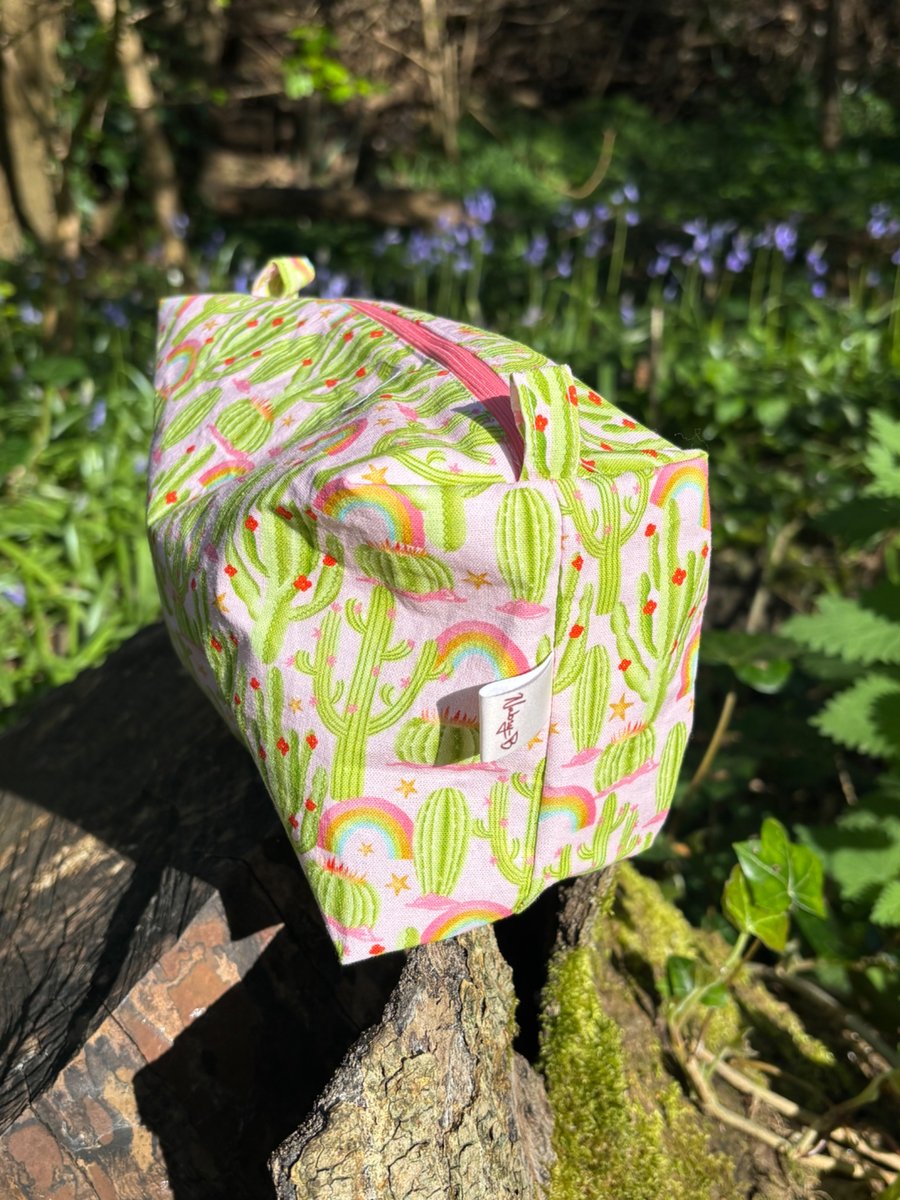 Make-up bag (large) in rainbow and cacti print