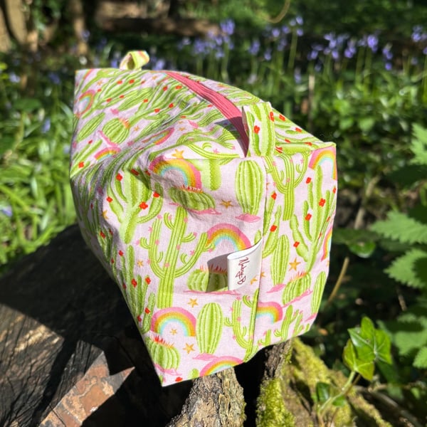 Make-up bag (large) in rainbow and cacti print