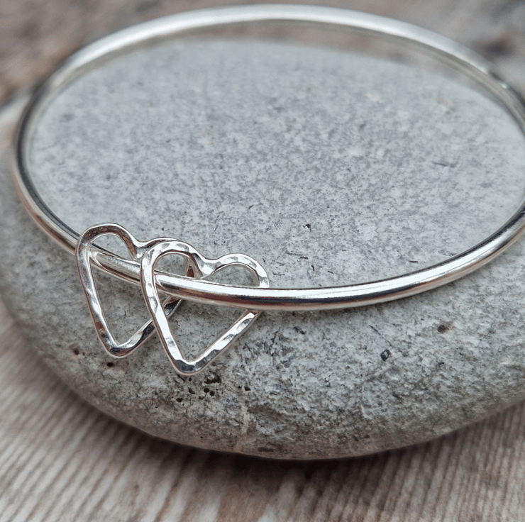 Sterling Silver Smooth Open Heart Bangle - JBJ5004 - Folksy