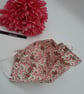 Face mask,  medium, nose wire, 3 layer, adjustable, washable in pink flower  - Image 7