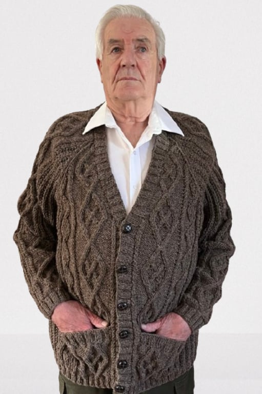 Made To Order Mans Hand Knitted Aran Wool Cardigan