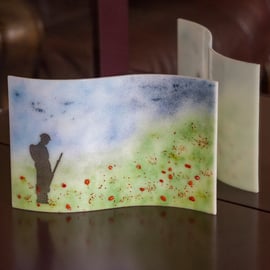 Soldier in a Poppy Field - Fused Glass Wave - 9252 - Includes donation to RBL