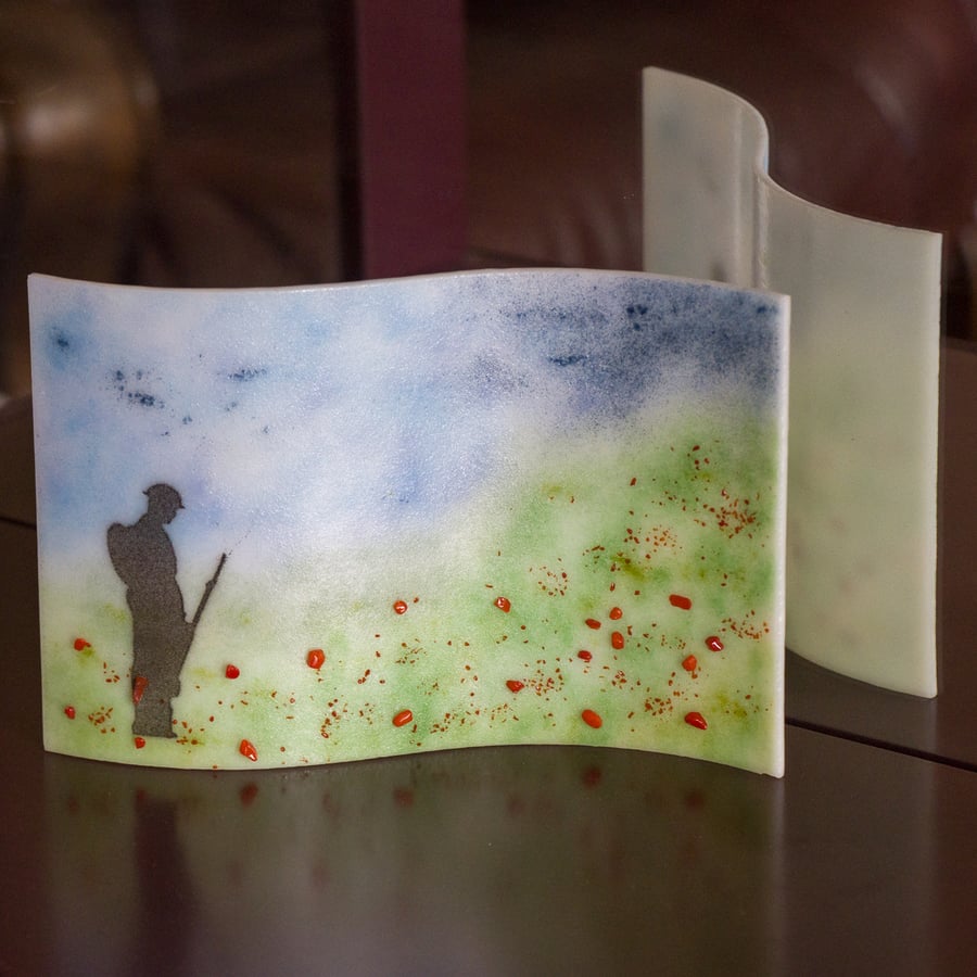 Soldier in a Poppy Field - Fused Glass Wave - 9252 - Includes donation to RBL