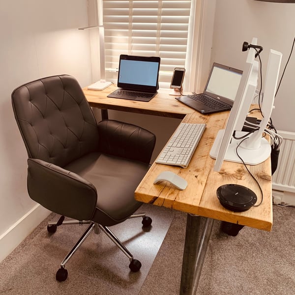 Corner Office Desk - Two Board, Custom Made Corner Desk Reclaimed Scaffold Board