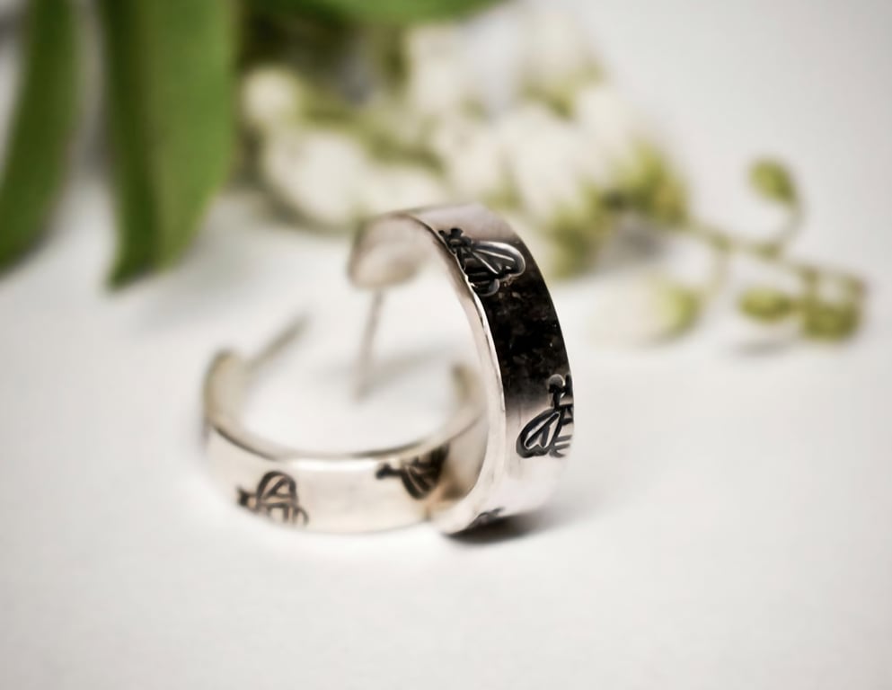Half Hoop Bee Earrings 
