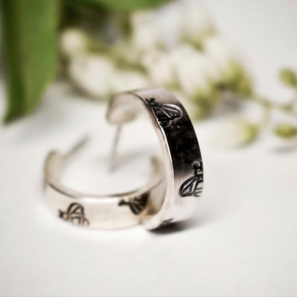 Half Hoop Bee Earrings 