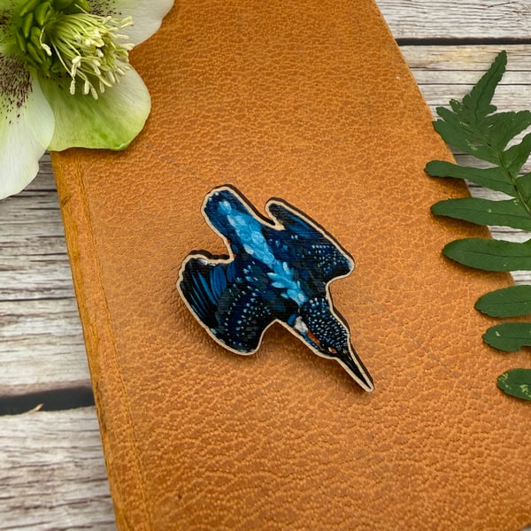 Kingfisher Wooden Pin Badge