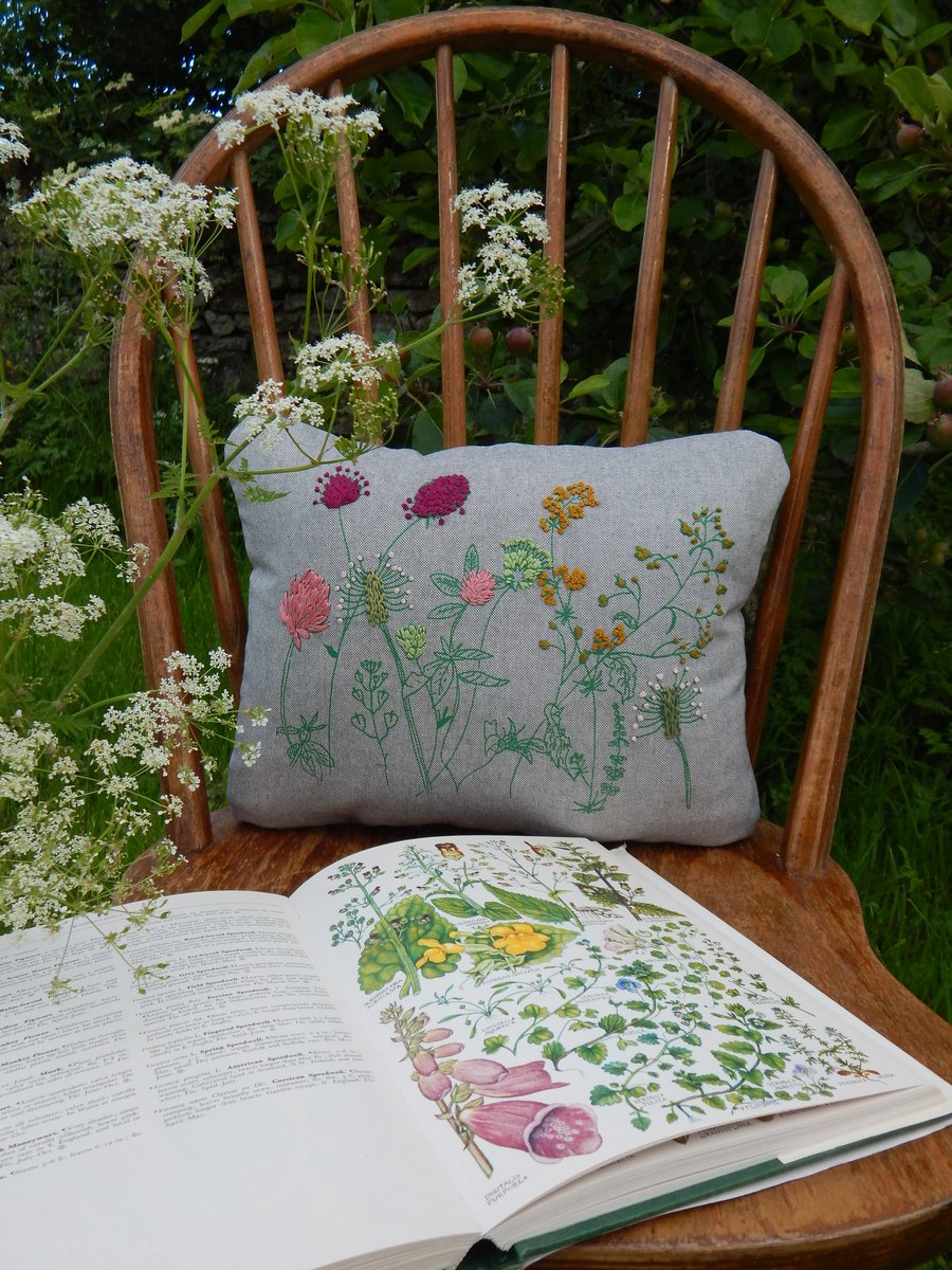   Wild Flower -  Grey Small Screen printed Cushion