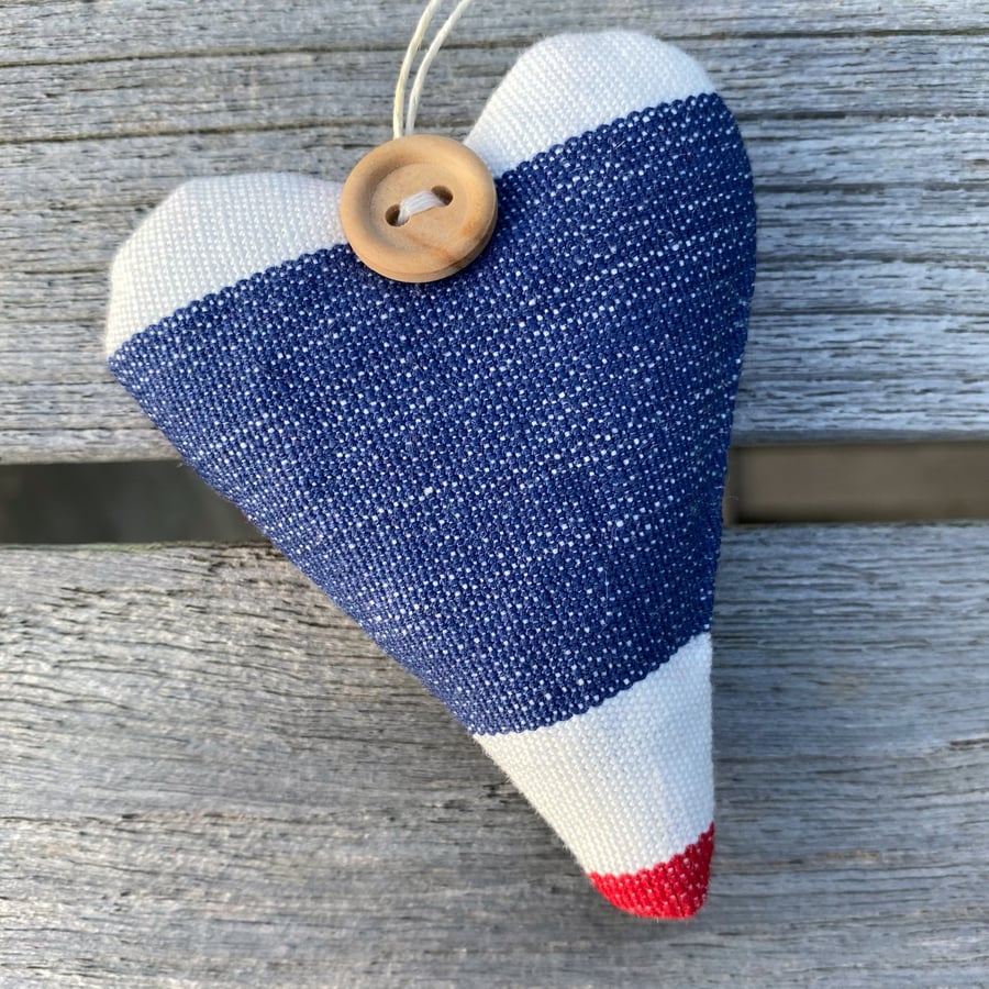 LAVENDER HEART - red, white and blue stripes