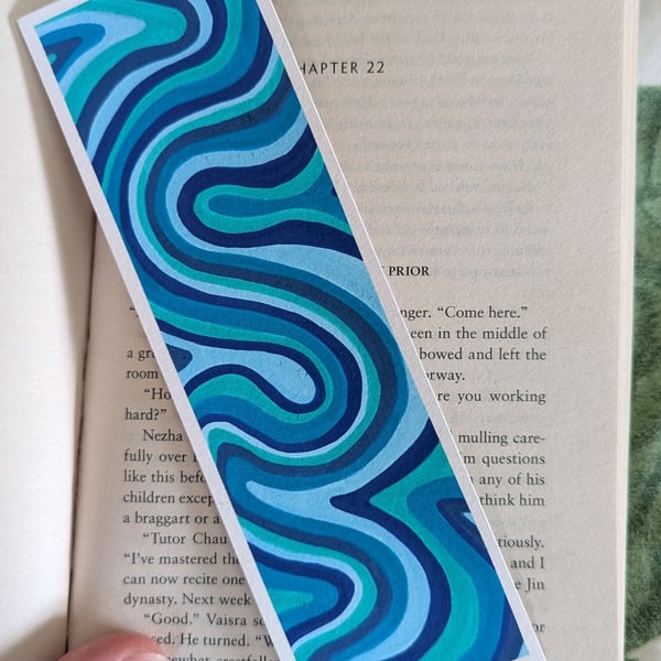 Handmade Blue Swirl Bookmark