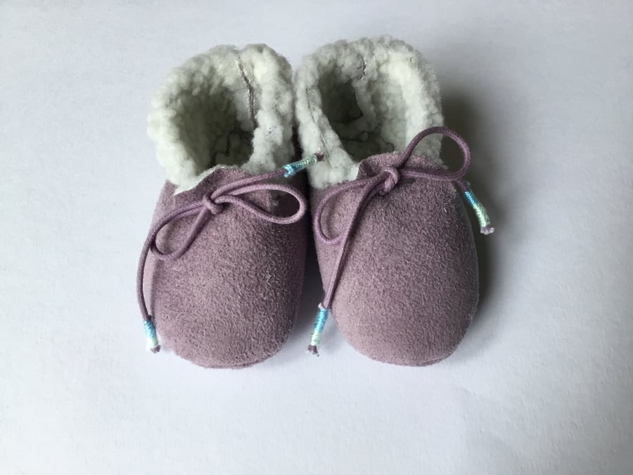 Baby Slippers in Faux Suede