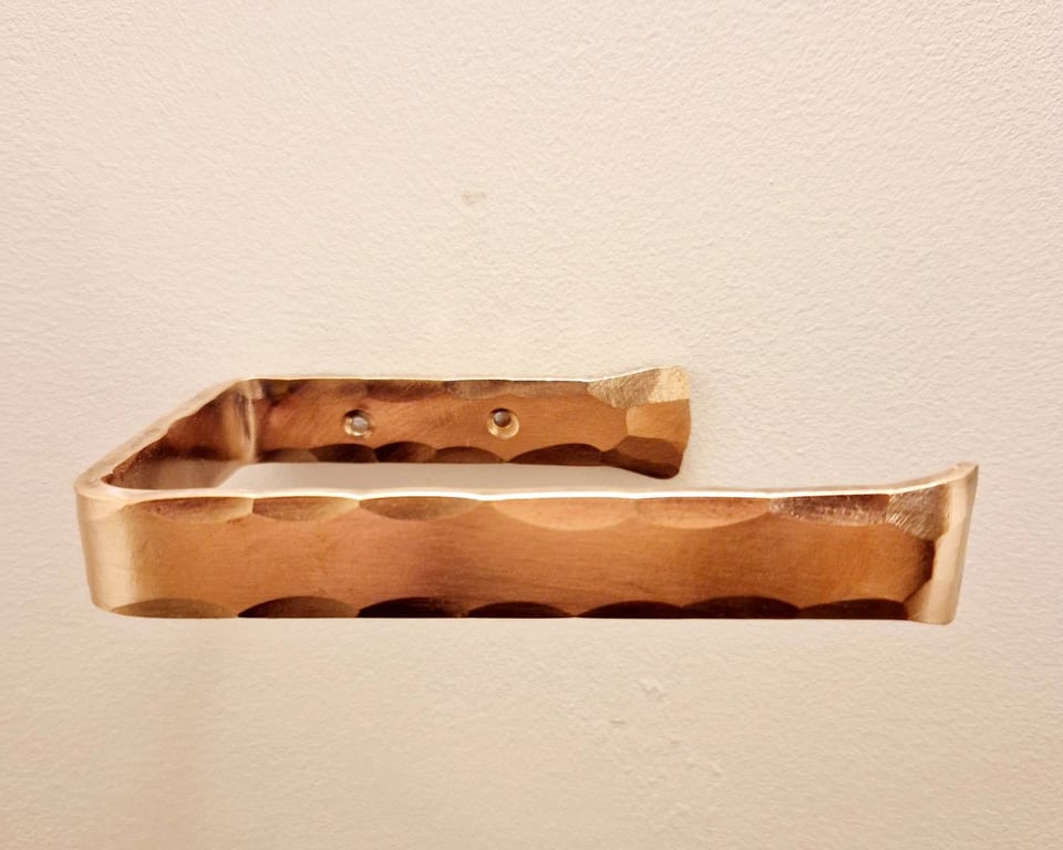 Hand Forged Copper Toilet Roll Holder Blacksmith made Loo Bathroom interior