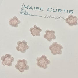 Metallic Silver Pink Silk Organza Forget Me Not Flowers