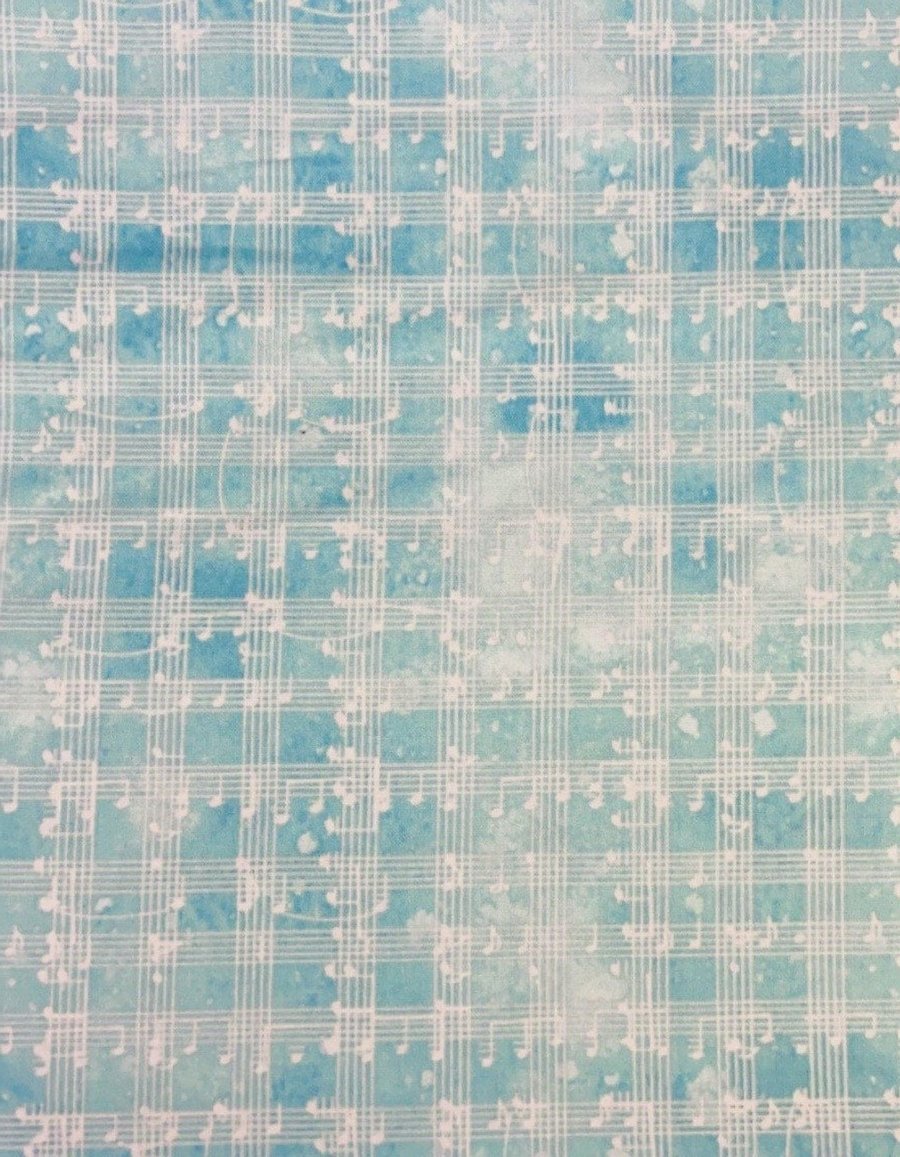 Fat Quarter Sheet Music Notes On Blue 100% Cotton Quilting Fabric