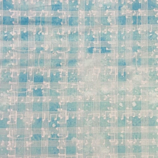 Fat Quarter Sheet Music Notes On Blue 100% Cotton Quilting Fabric