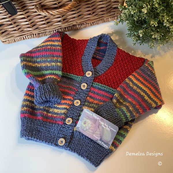 Cosy Colourful Baby Cardigan Size 9-18 months 