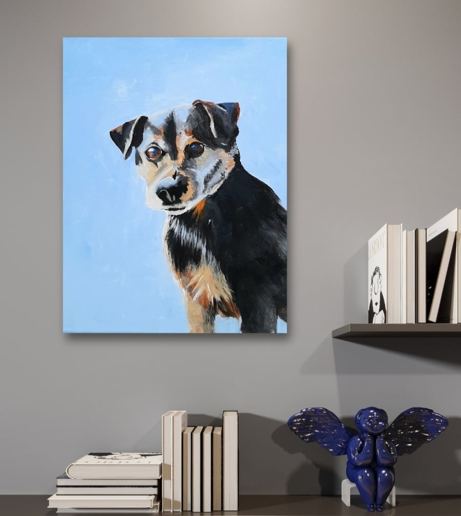Custom Pet Dog Painting.  Ready to Hang. U K Freepost.