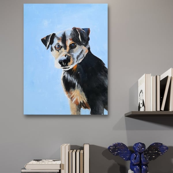 Custom Pet Dog Painting.  Ready to Hang. U K Freepost.