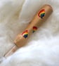  hand painted needle grip tool for needle felting - natural with rainbow swishes - Image 1