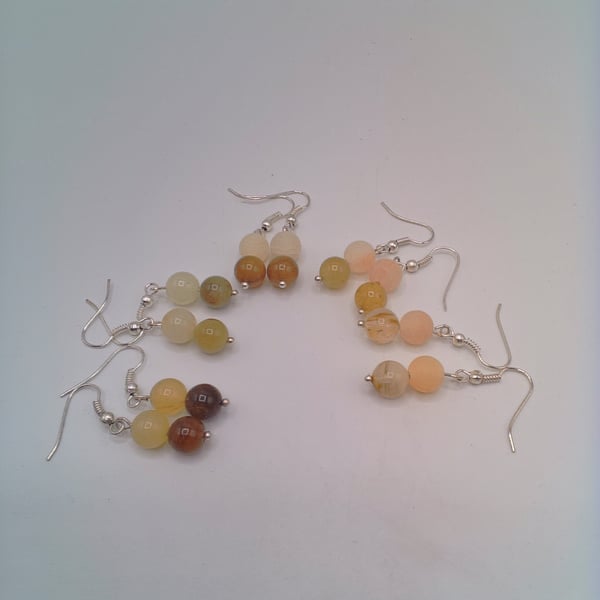 Olive Fluorite and Cracked Agate Bead Earrings, Gift for Her, Fluorite Earrings