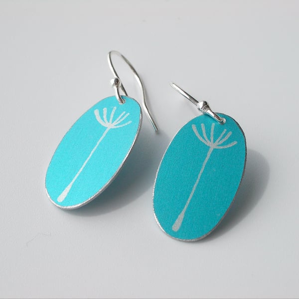 Dandelion oval earrings in turquoise