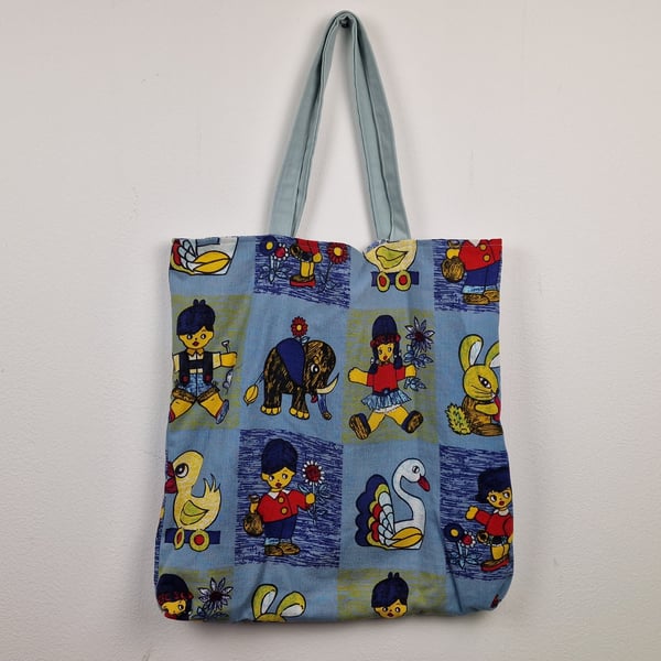 Vintage fabric Children's Toys print shoulder tote bag