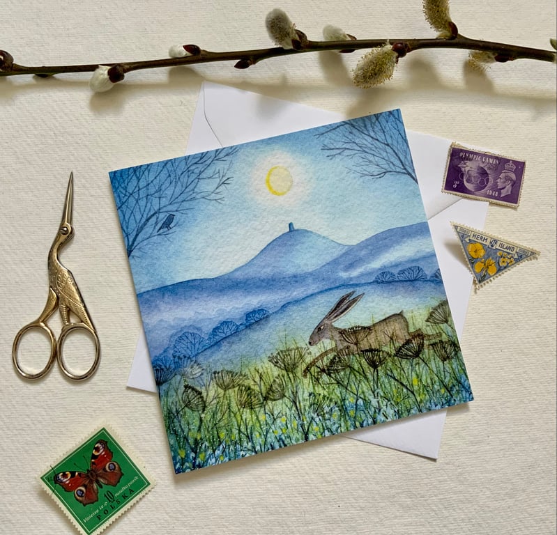 Through the Snowdrops, blank greetings card