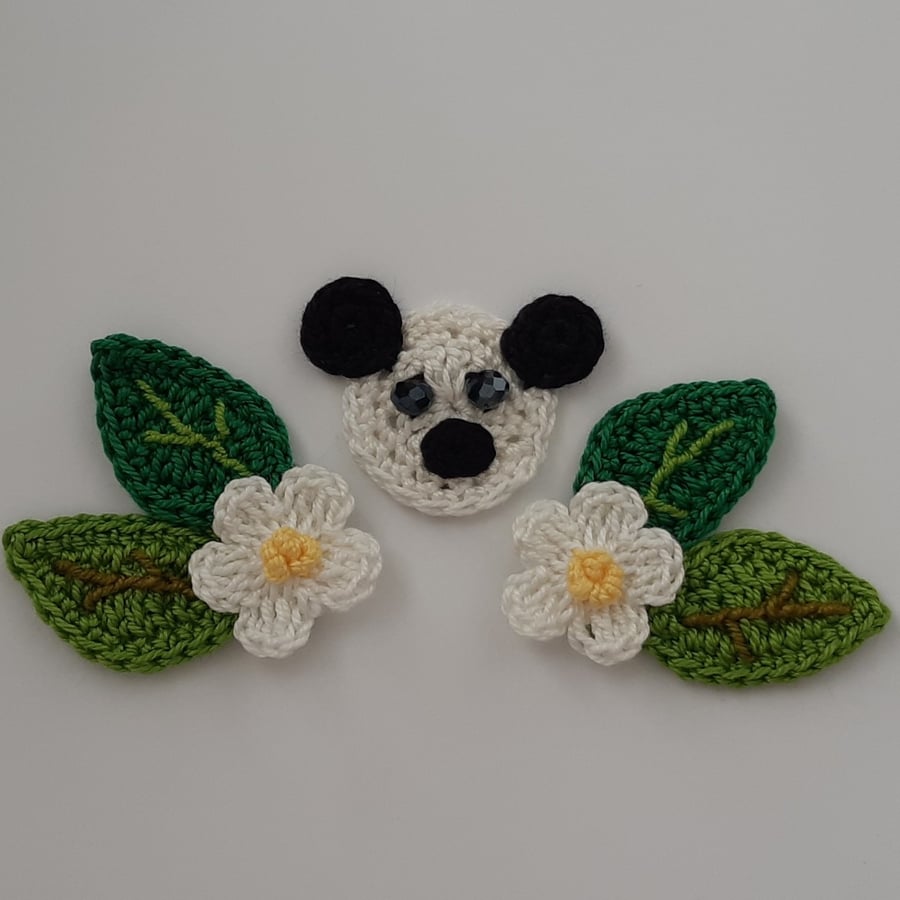 Crochet Panda - Flower - Leaves - Crafts
