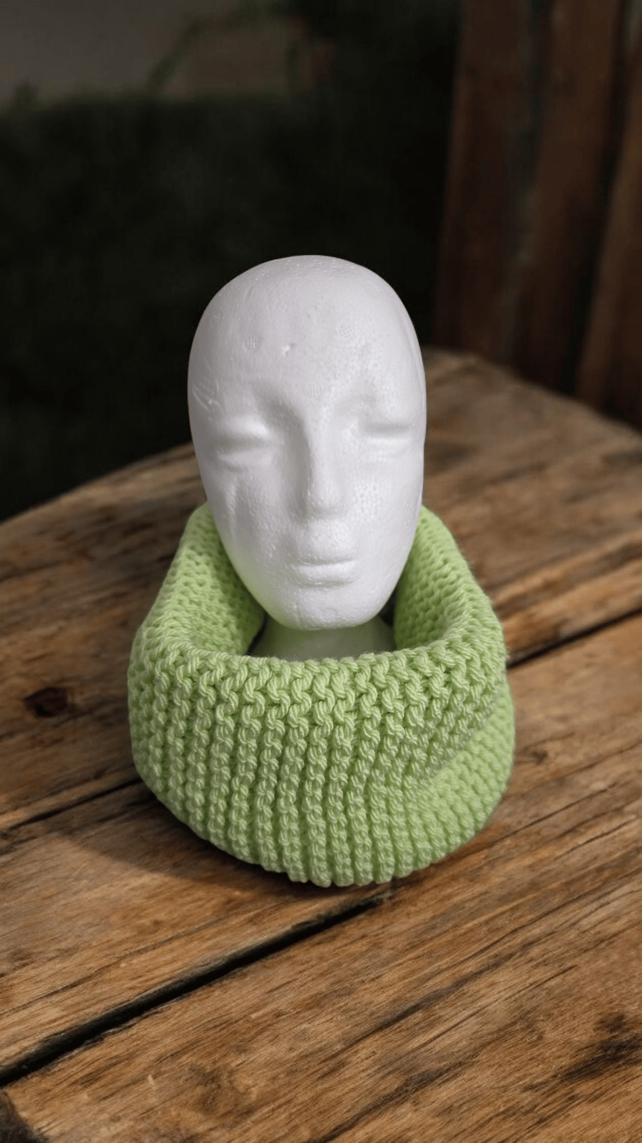 Hand knitted chunky snood in apple