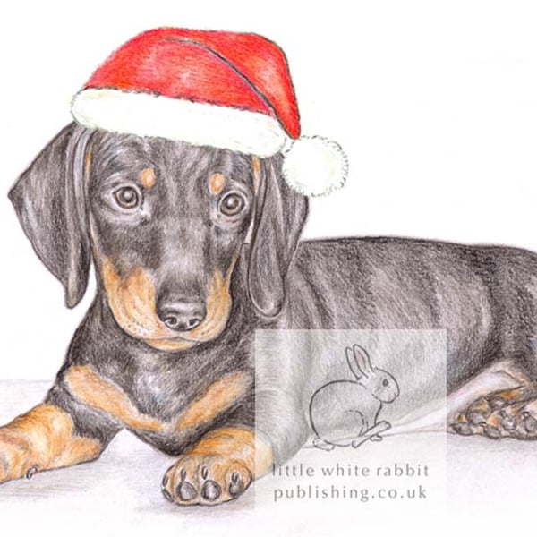 Henry the Dachshund - Christmas Hat Card