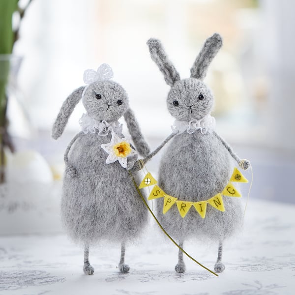 Two Easter bunnies, personalised Easter gift