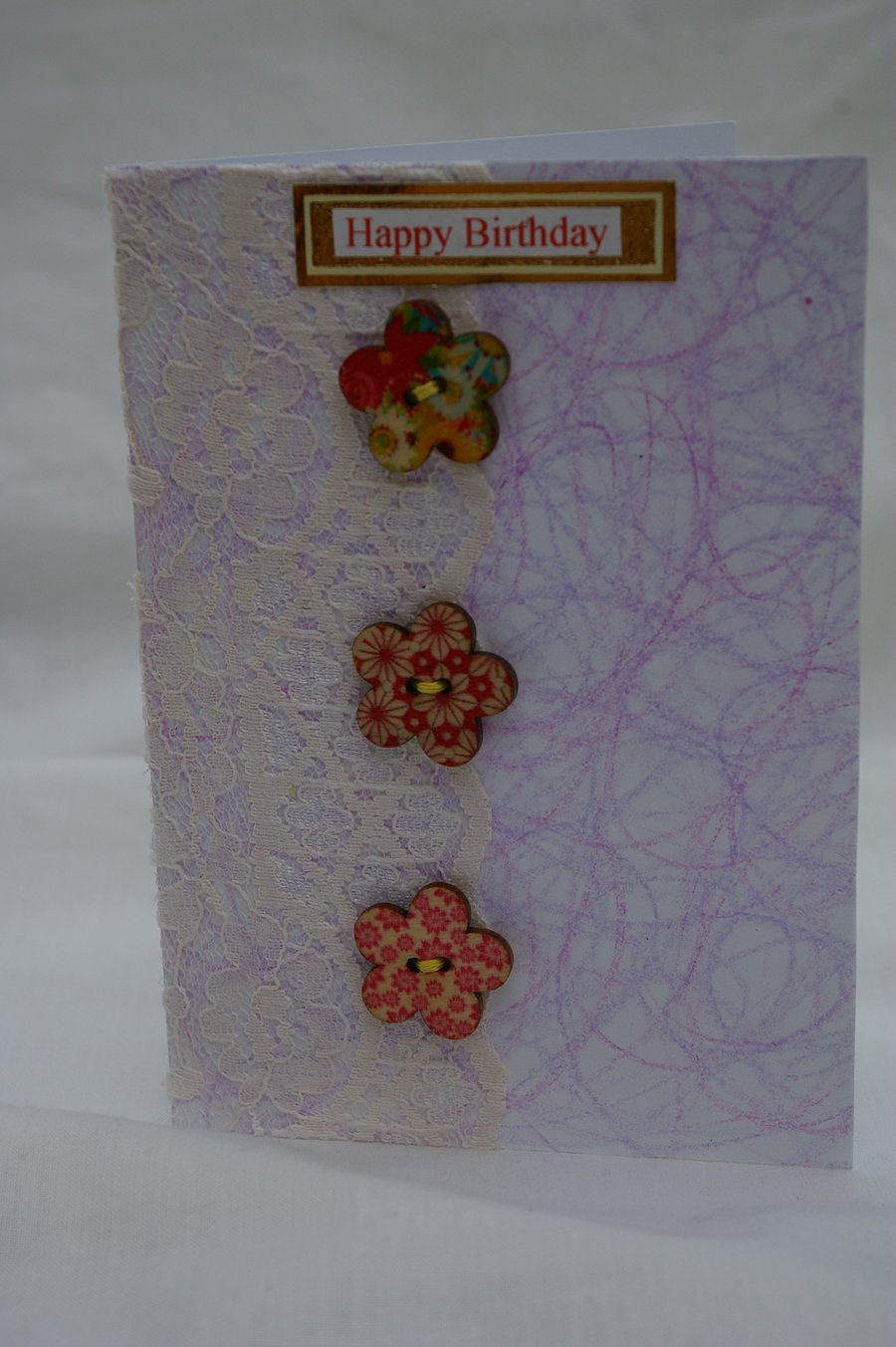Buttons and Lace Birthday Card