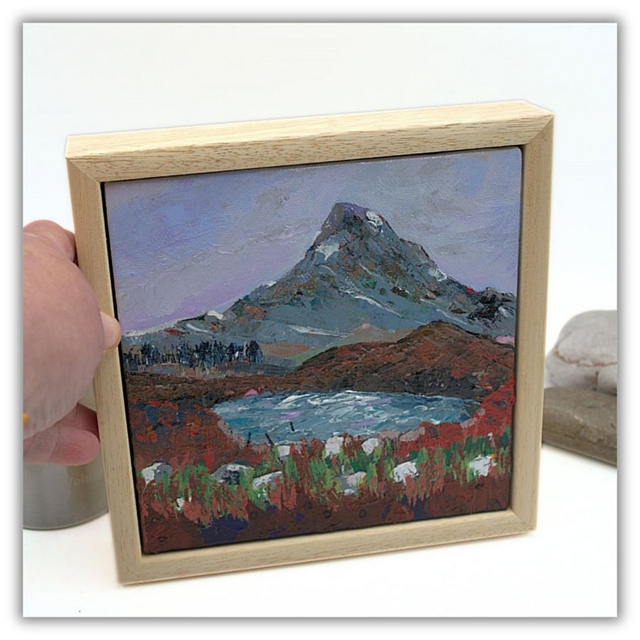 Framed Scottish landscape painting - mountain - Schiehallion - gift