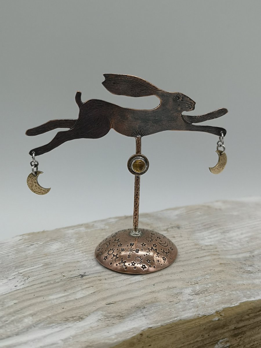 Decorative Copper Hare with Citrine 