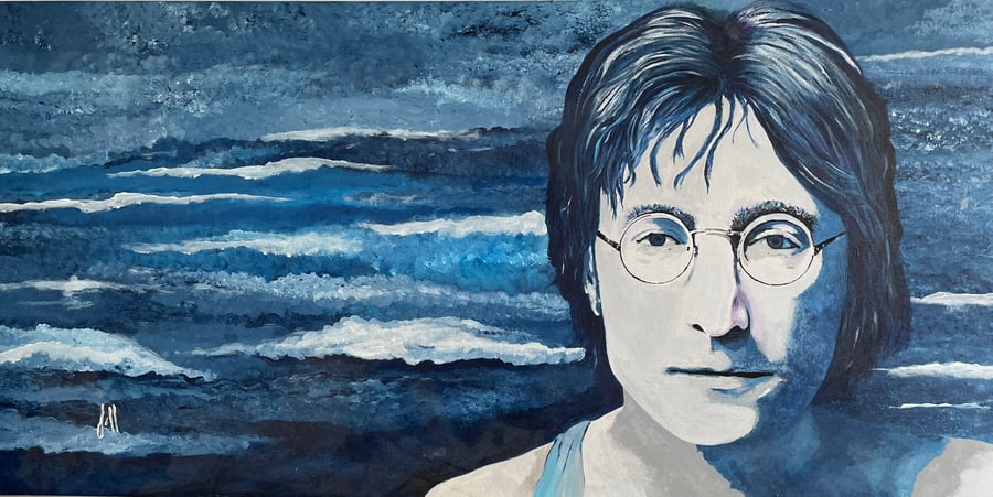 Original Acrylic Painting 39"x 19" John Lennon Home Decor Art