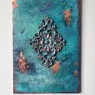 Softly Unearthed - Textured acrylic painting with gold accents on wooden board