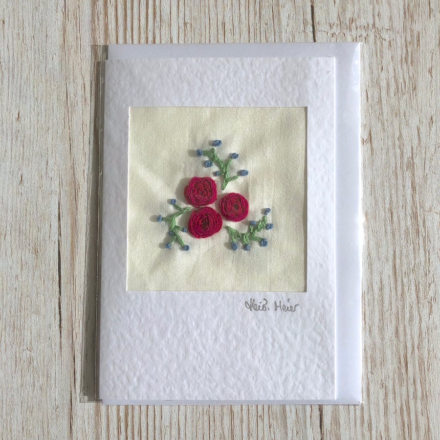 Red roses greetings card- birthday valentines day engagement wedding anniversary