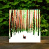  Deer in Wintry Forest, Christmas Card