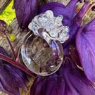 Glass Swirl Band Ring With Iridescent Glass Beads. Size L and half