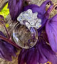 Glass Swirl Band Ring With Iridescent Glass Beads. Size L and half